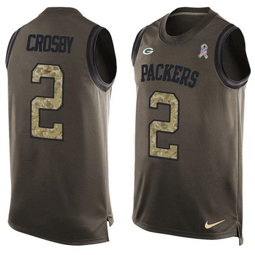 Nike Packers #2 Mason Crosby Green Men's Stitched NFL Limited Salute To Service Tank Top Jersey - Click Image to Close